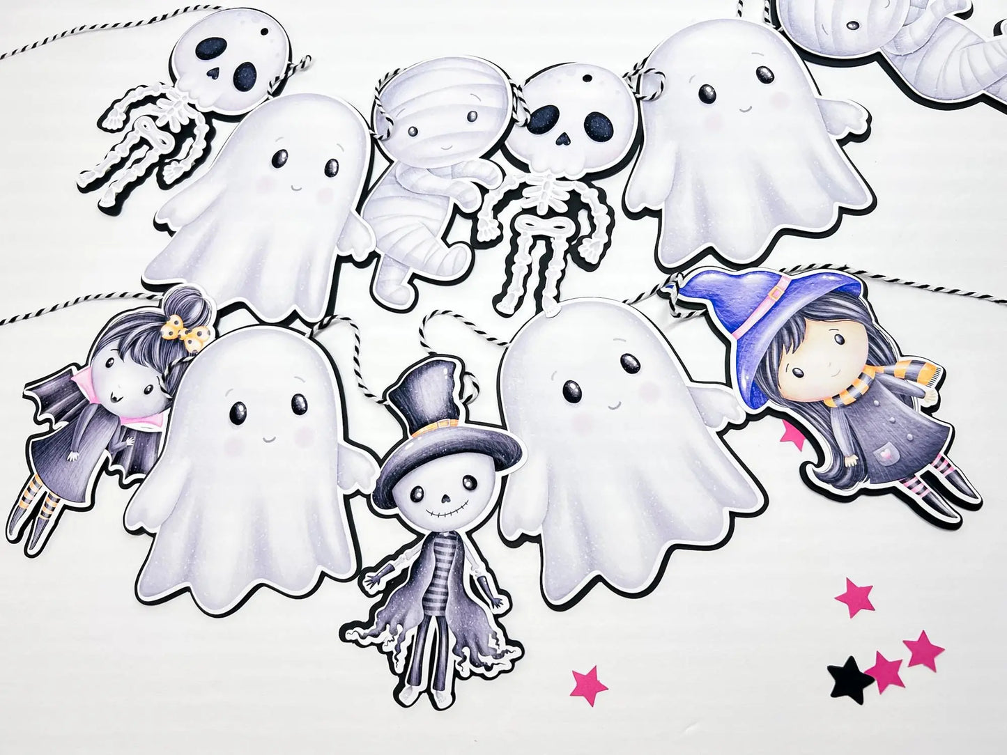 Halloween Ghost & Skeleton Garland – Cute Kids Halloween Banner, Spooky Party Bunting Mi tienda