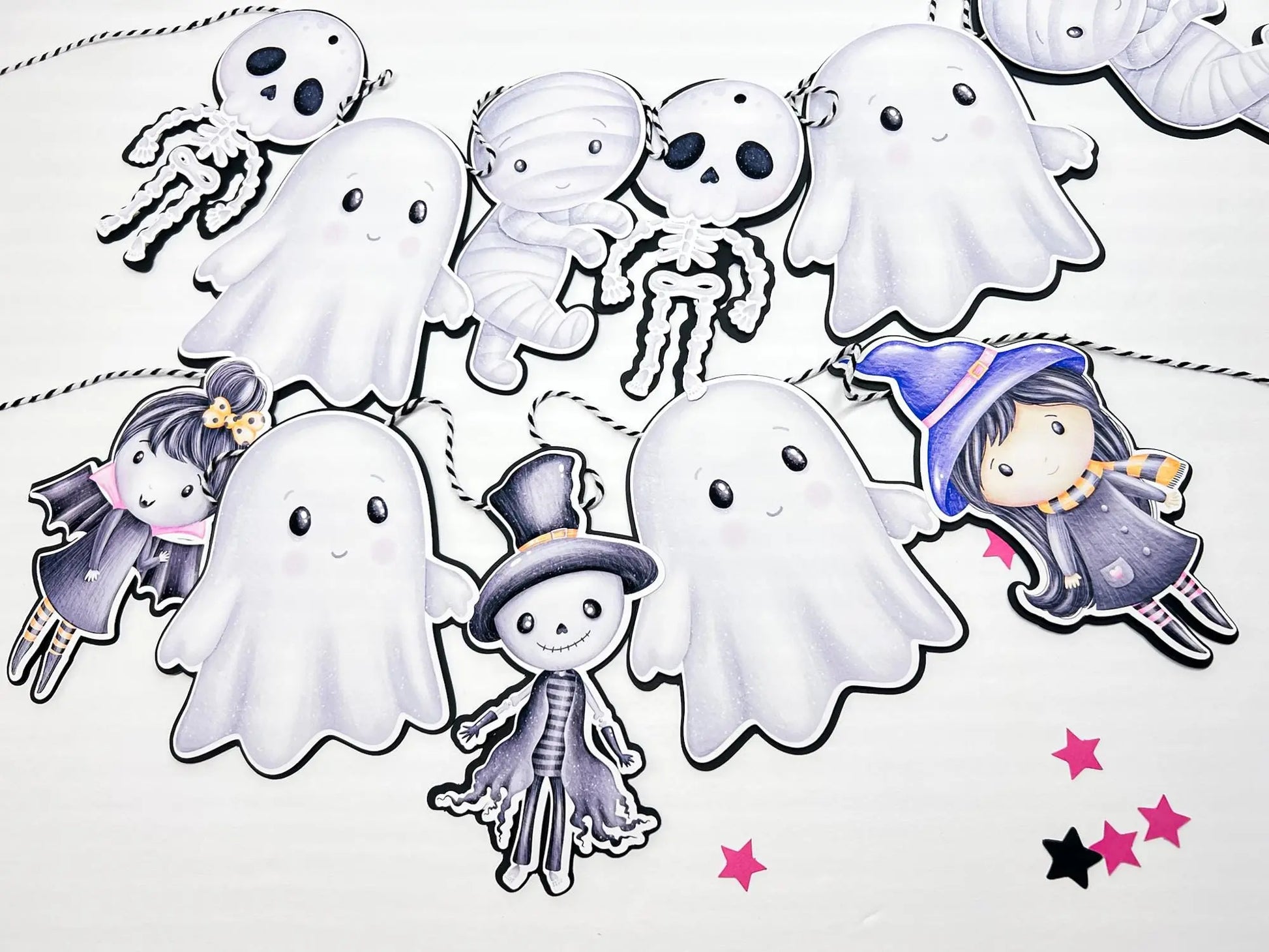 Halloween Ghost & Skeleton Garland – Cute Kids Halloween Banner, Spooky Party Bunting Mi tienda