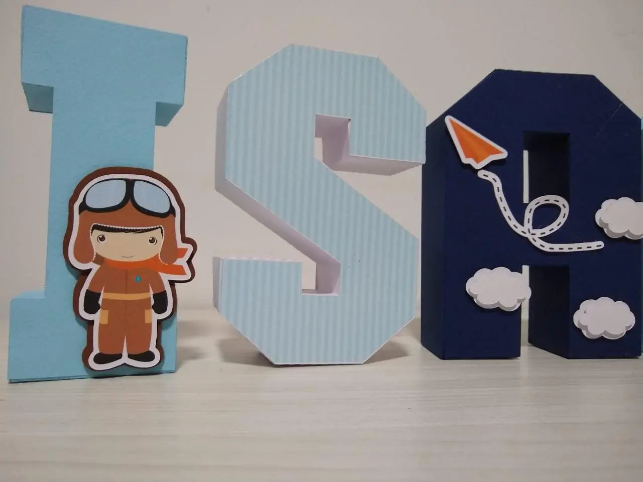 Custom 3D Name Letters Airplane Theme – Personalized Kids Party Decor & Nursery Table Centerpiece Mi tienda