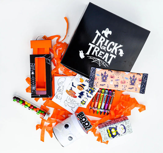 Orange Halloween Treat & Activity Box – Boys Party Favor Kit, School Halloween Gift, Craft Set Mi tienda