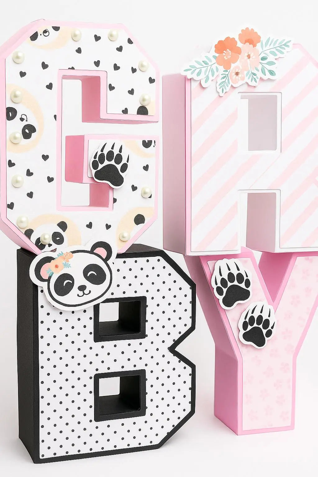 Panda Baby Shower 3D Letters | Custom Pink Black White Nursery Decor | Personalized Party Centerpiece Mi tienda