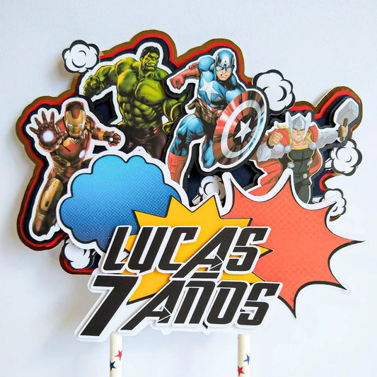 Superhero Cake Topper | Comic Book Party Centerpiece | Custom Name & Age Cake Decoration Mi tienda