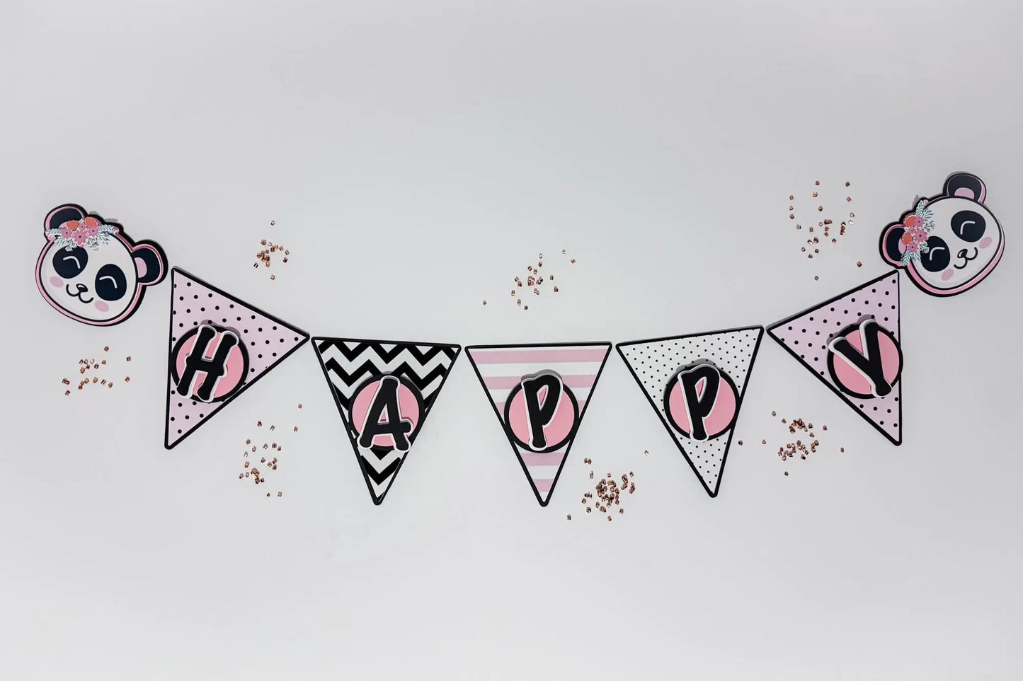 Panda Birthday Banner – Pink & Black Party Decoration for Baby Shower or Girls Birthday Mi tienda