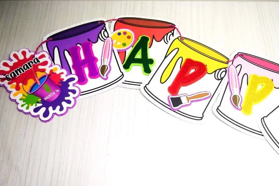 Paint Happy Birthday Banner Art Theme Party Decorations Paint Theme Party Decor Birthday Banner Painting Party Theme Mi tienda