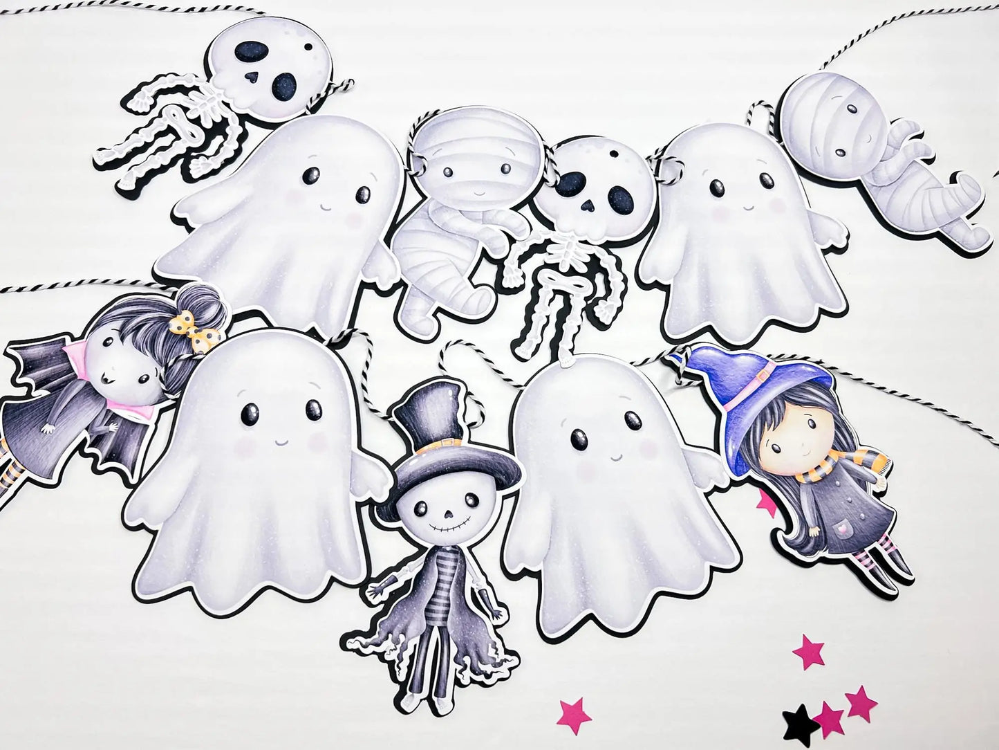 Halloween Ghost & Skeleton Garland – Cute Kids Halloween Banner, Spooky Party Bunting Mi tienda