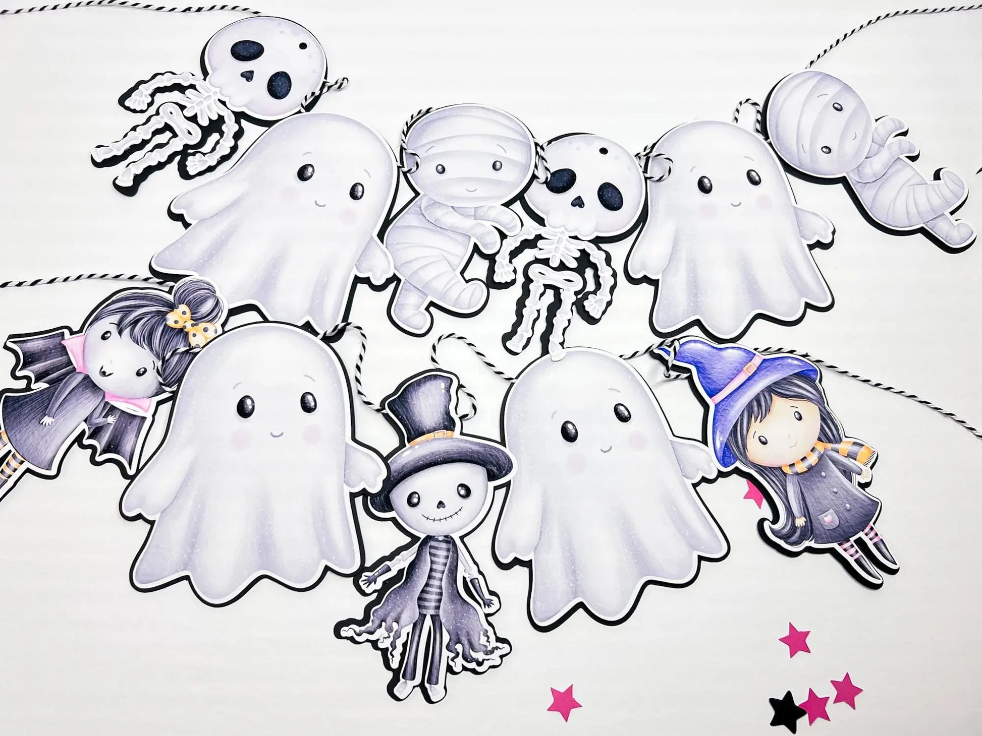Halloween Ghost & Skeleton Garland – Cute Kids Halloween Banner, Spooky Party Bunting Mi tienda