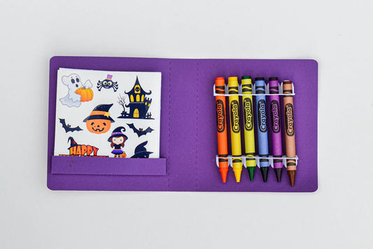 Purple Halloween Coloring Book Party Favor – Personalized Kids Activity Pack with Crayons & Stickers | Girls Halloween Gift Mi tienda