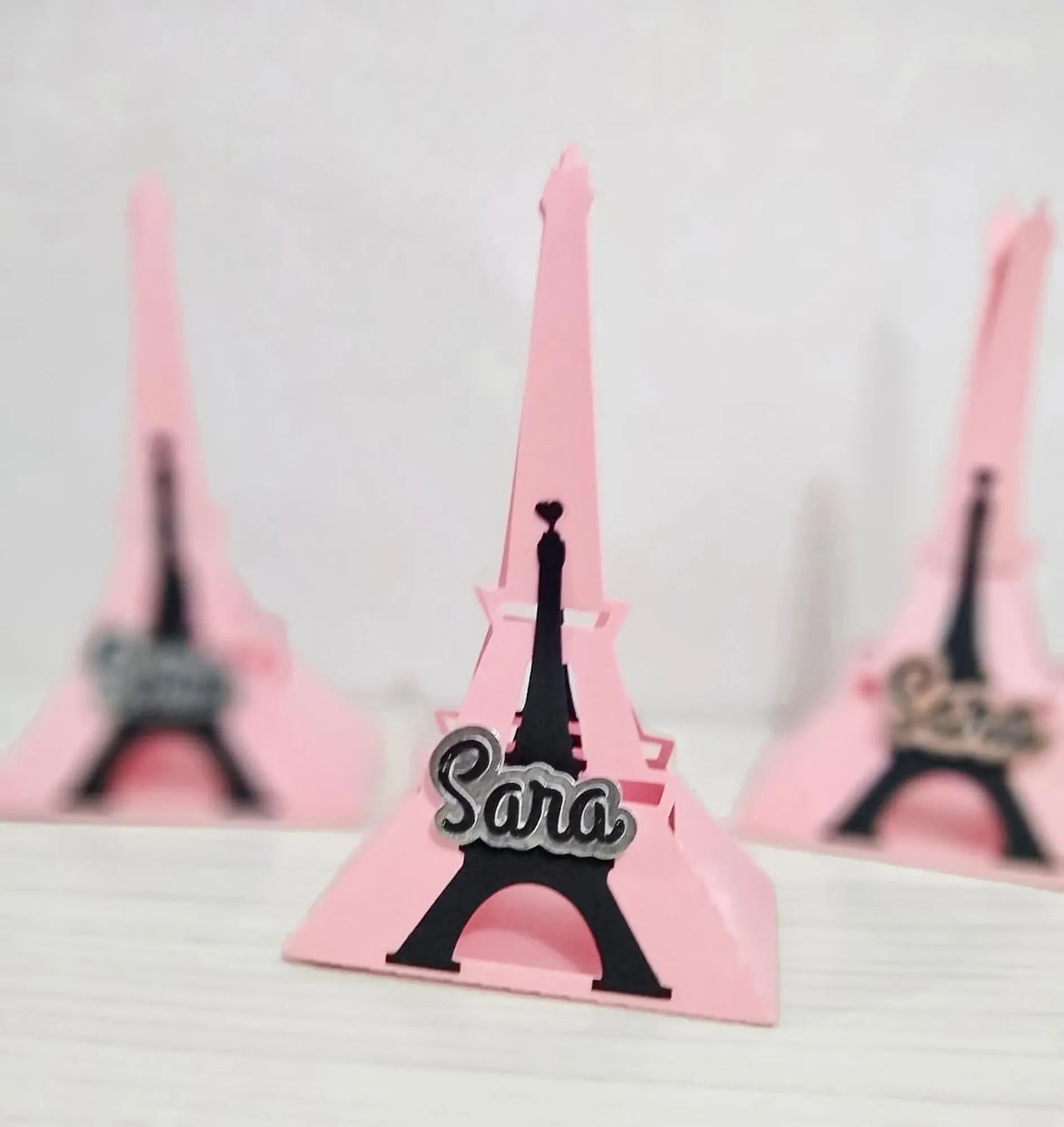 Paris Eiffel Tower Favor Boxes – Pink & Black Party Candy Boxes – Set of 6 Mi tienda