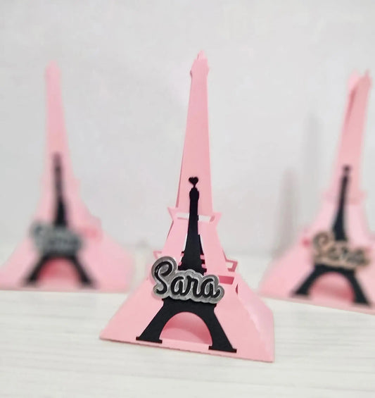 Paris Eiffel Tower Favor Boxes – Pink & Black Party Candy Boxes – Set of 6 Mi tienda