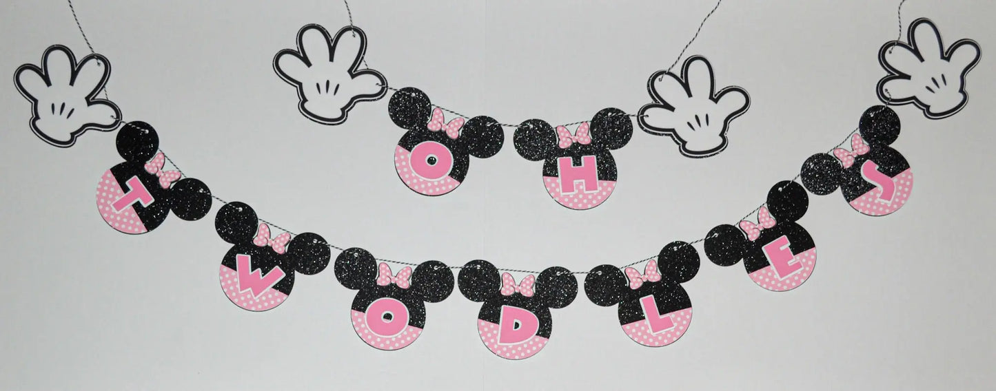 Oh TWOdles Banner,  Minnie Mouse Party Decorations, Minnie Mouse Banner, Oh Twodles Birthday Decoration, Girls Second Birthday Mi tienda