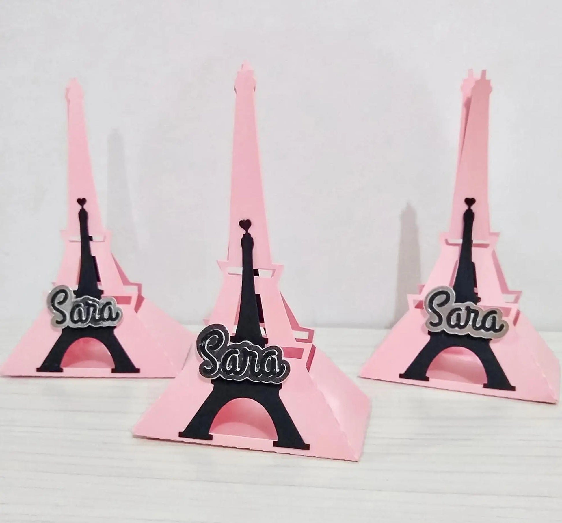 Paris Eiffel Tower Favor Boxes – Pink & Black Party Candy Boxes – Set of 6 Mi tienda