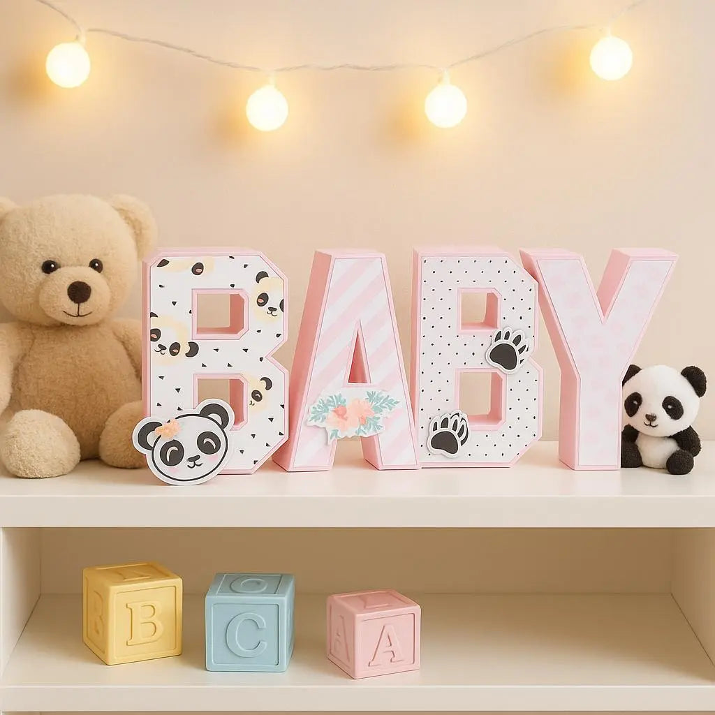 Panda Baby Shower 3D Letters | Custom Pink Black White Nursery Decor | Personalized Party Centerpiece Mi tienda