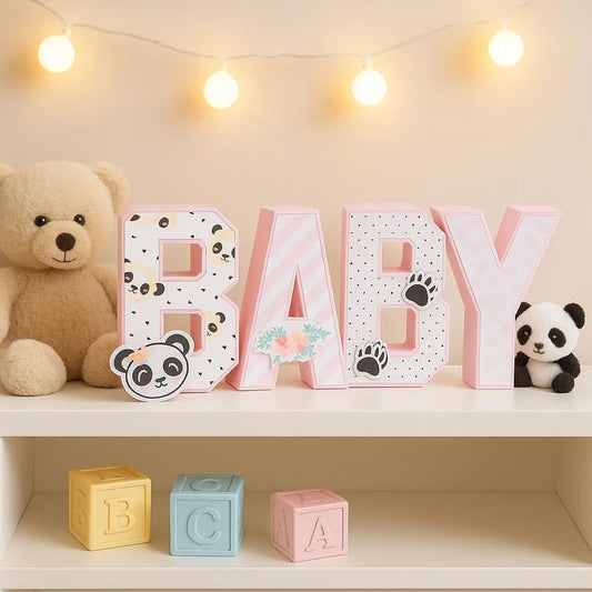 Panda Baby Shower 3D Letters | Custom Pink Black White Nursery Decor | Personalized Party Centerpiece Mi tienda