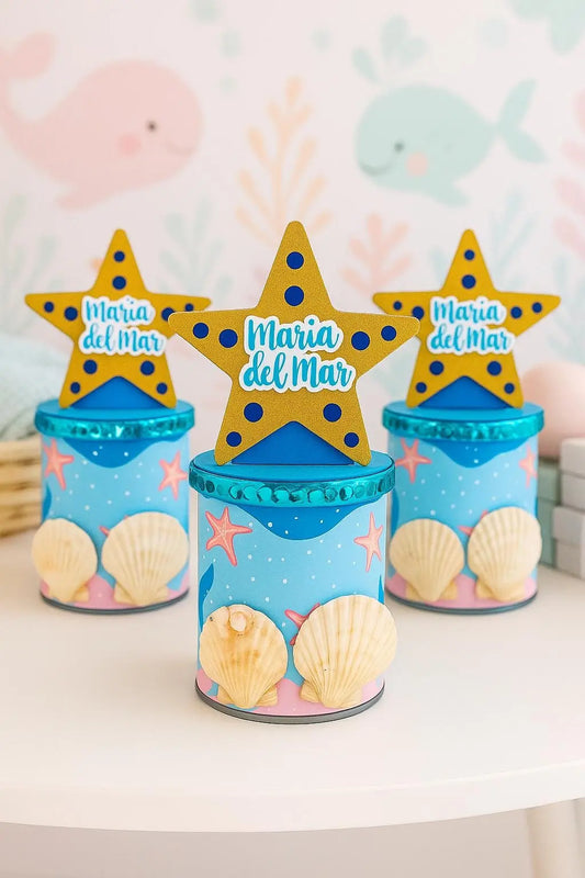 Seashell Chip Can Favors | Under the Sea Ocean Party Decor Mi tienda