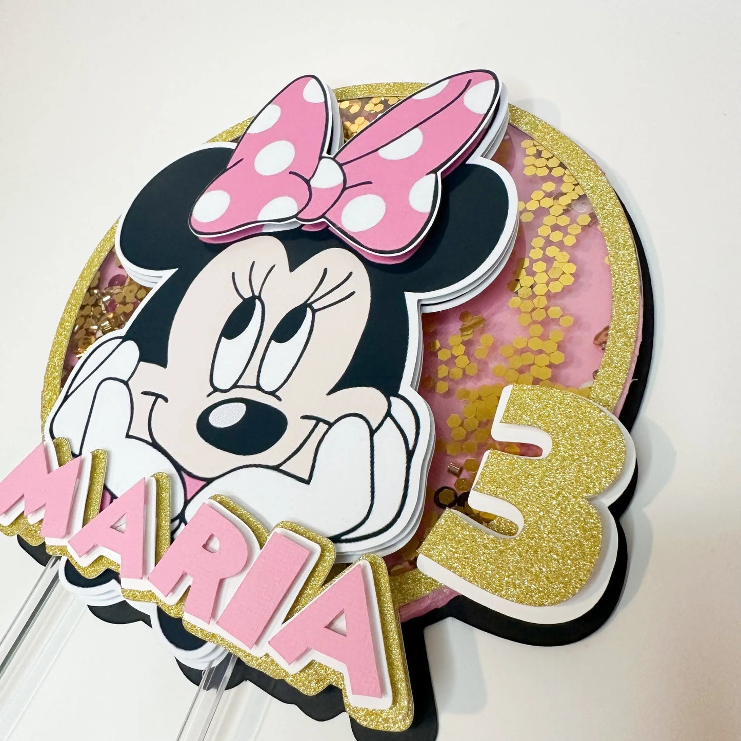 Minnie Cake Topper, Minnie Party Decorations, Minnie Mouse Birthday, Minnie Personalized Shaker Cake Topper, Minnie Theme Birthday Mi tienda