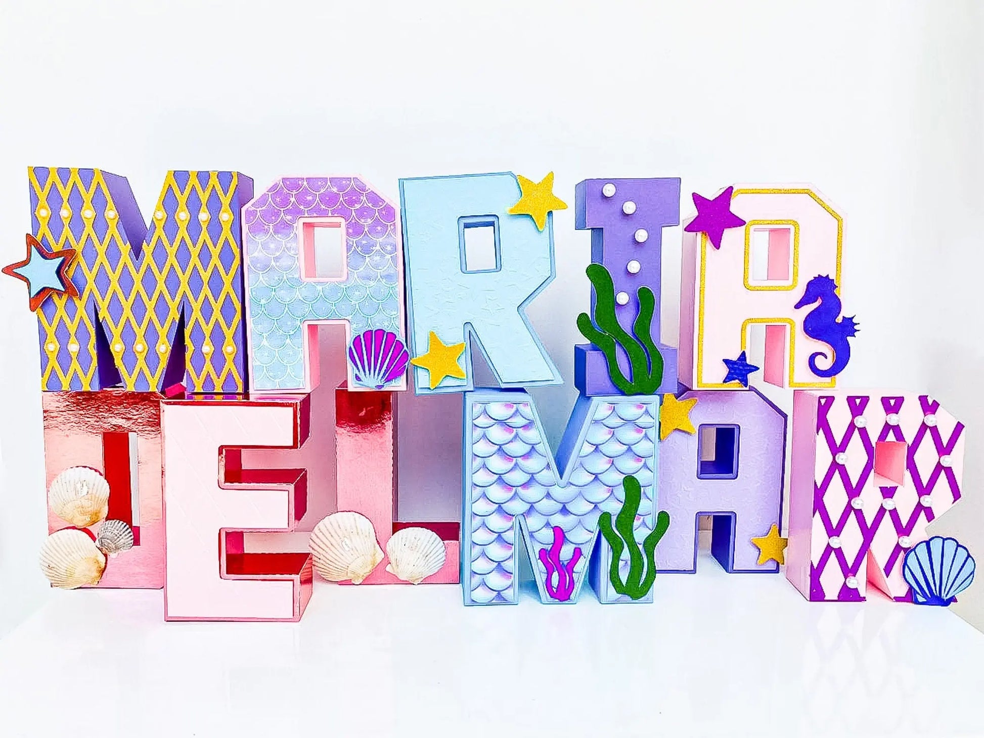 Under the Sea Birthday Party Set: Custom 3D Name Letters, Ocean Favors & Party Boxes Mi tienda