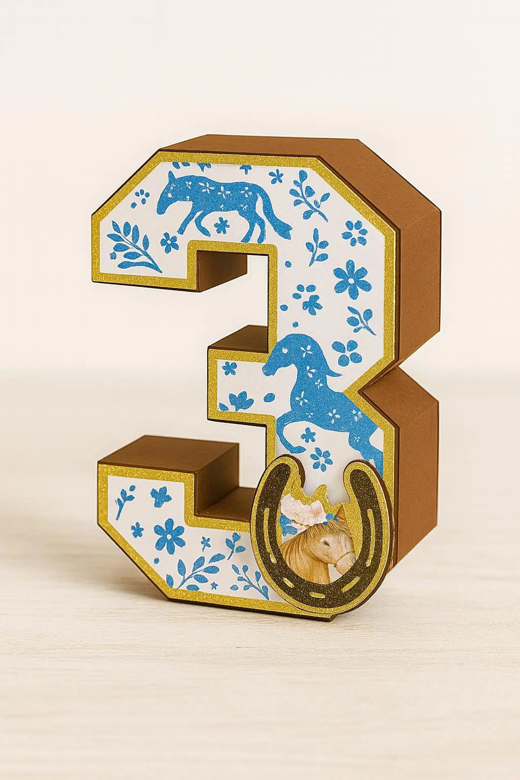 Horse Birthday Party Bundle – Personalized 3D Letter, Banner, Pringles, Favor Boxes, Juice Labels & Plates with Spoons Mi tienda