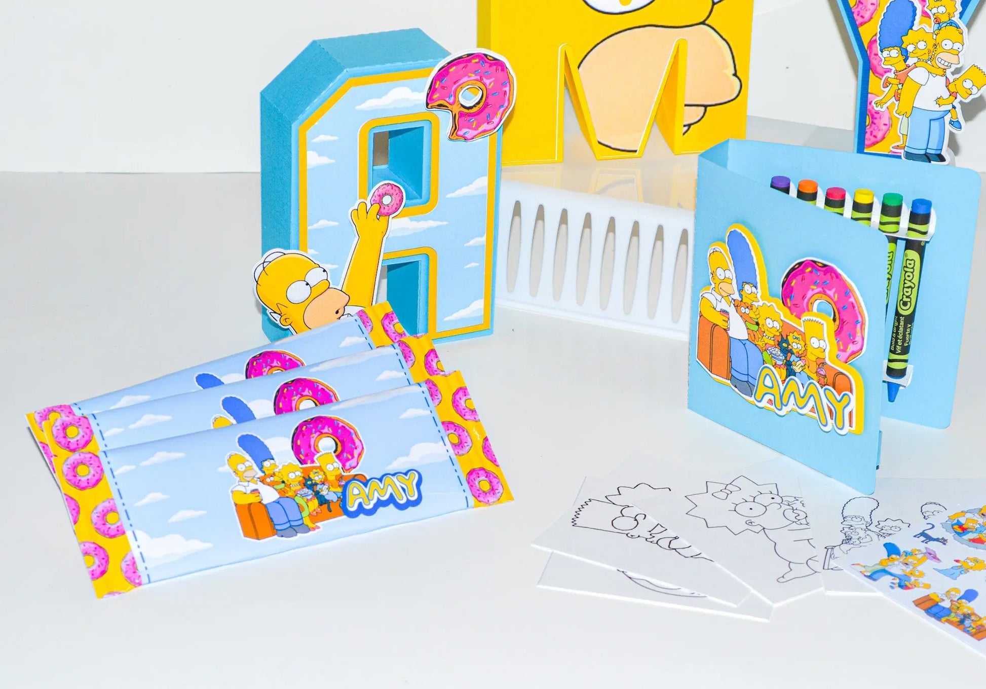 The Simpsons Birthday Party Kit – Banner, 3D Name Letters, Coloring Books & Hershey’s – Cartoon Theme Party Supplies Mi tienda