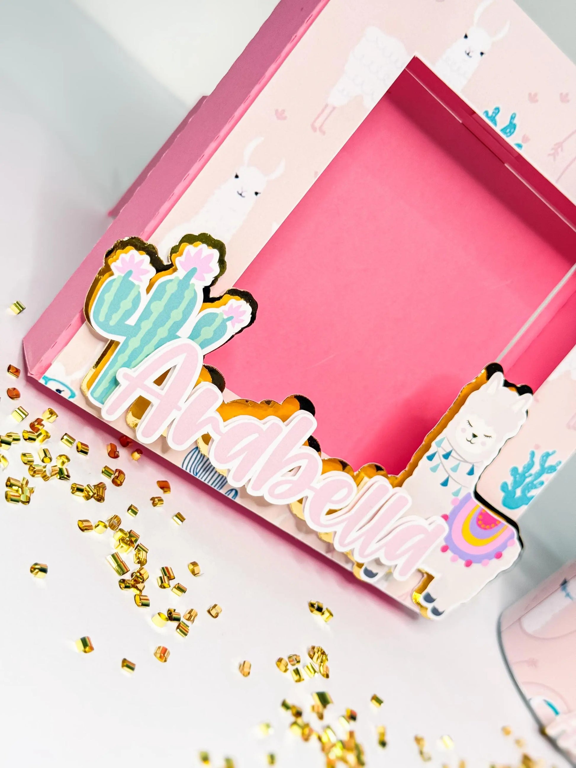 Personalized Llama Cactus Photo Frame – Boho Fiesta & Birthday Party Favor Keepsake Mi tienda