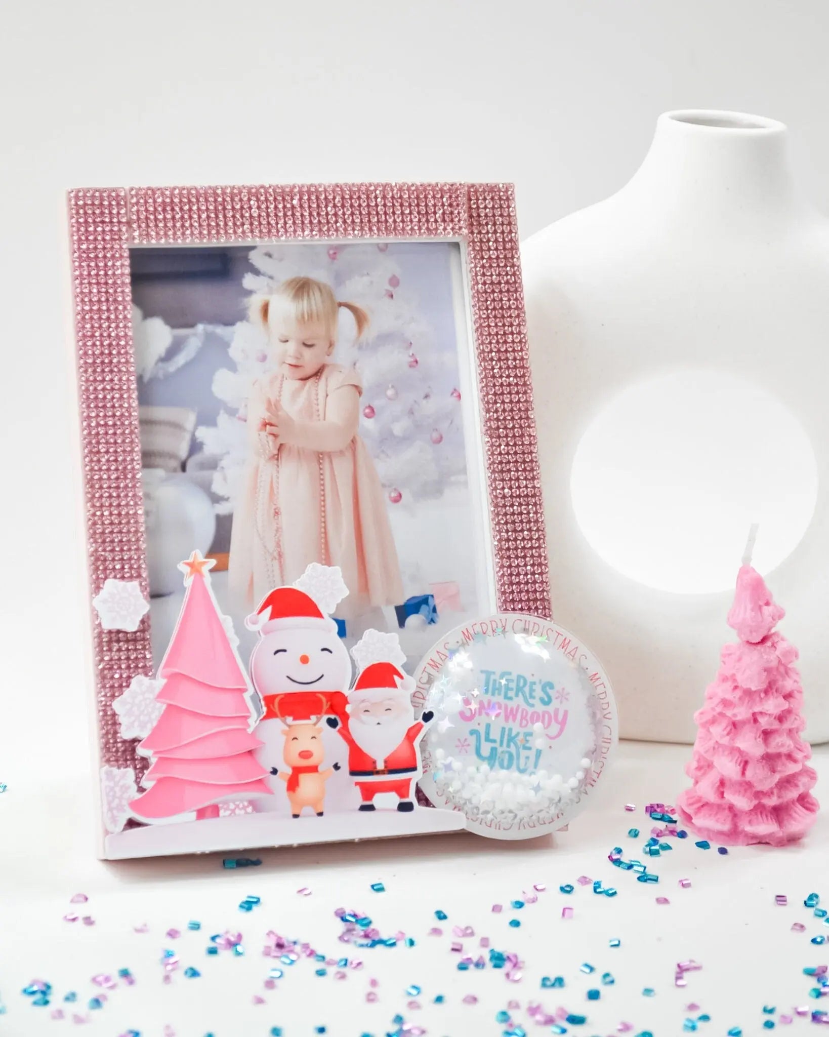 Personalized Pink Christmas Picture Frame 5x7 | Holiday Photo Gift Mi tienda
