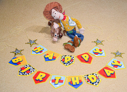 Toy Story Birthday Banner - Woody Theme, Customizable Party Decor, Cowboy Birthday Banner, Toy Story Party Decorations, Personalized Banner Mi tienda