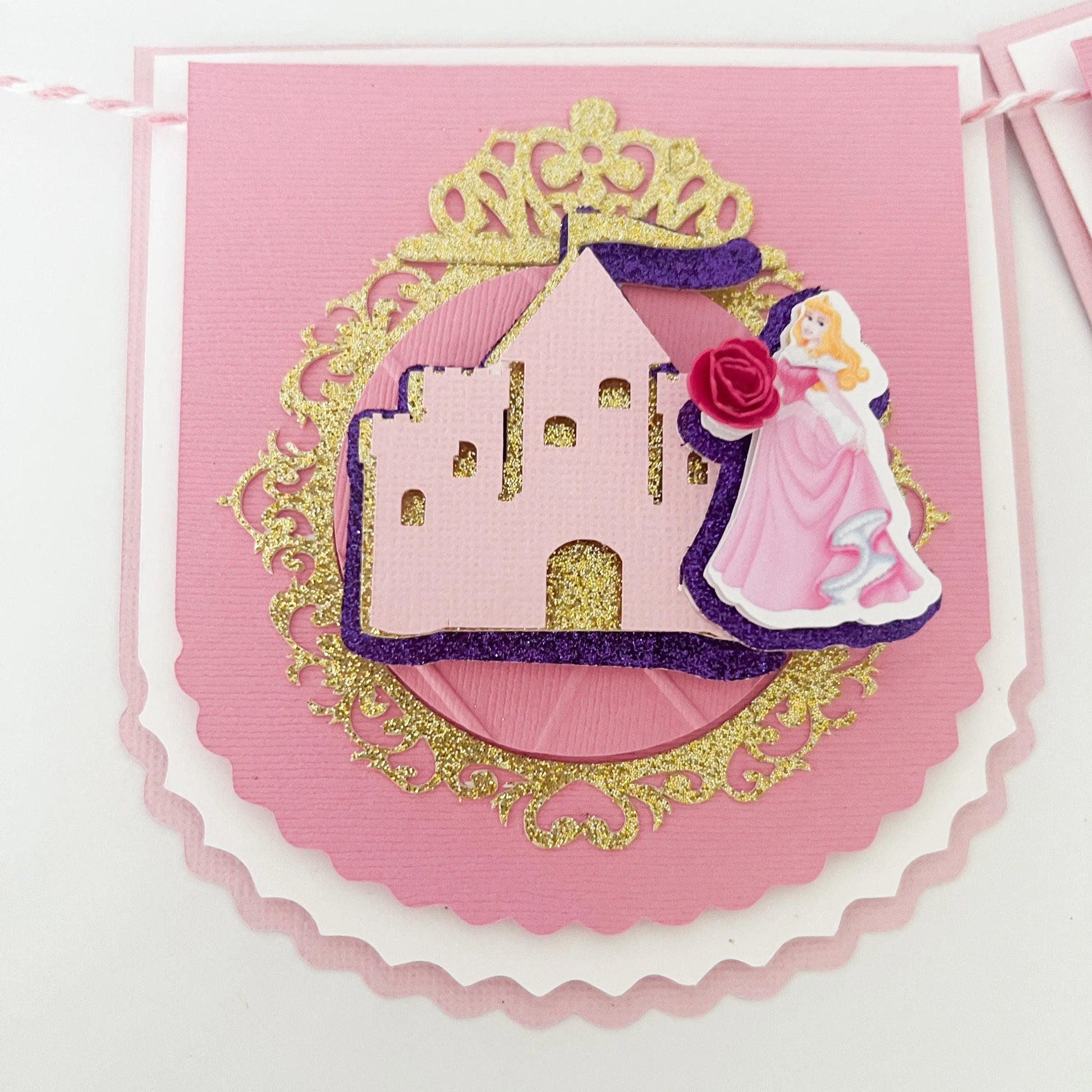 Princess Happy Birthday Banner Sleeping Beauty Party Decorations Aurora Birthday Banner Disney Princess Aurora  Pink and Gold Theme Party Mi tienda