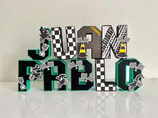 Custom Motorcycle 3D Letters or Numbers – Dirt Bike Birthday Decorations, Race Track Party Centerpiece, Motocross Theme Decor Mi tienda