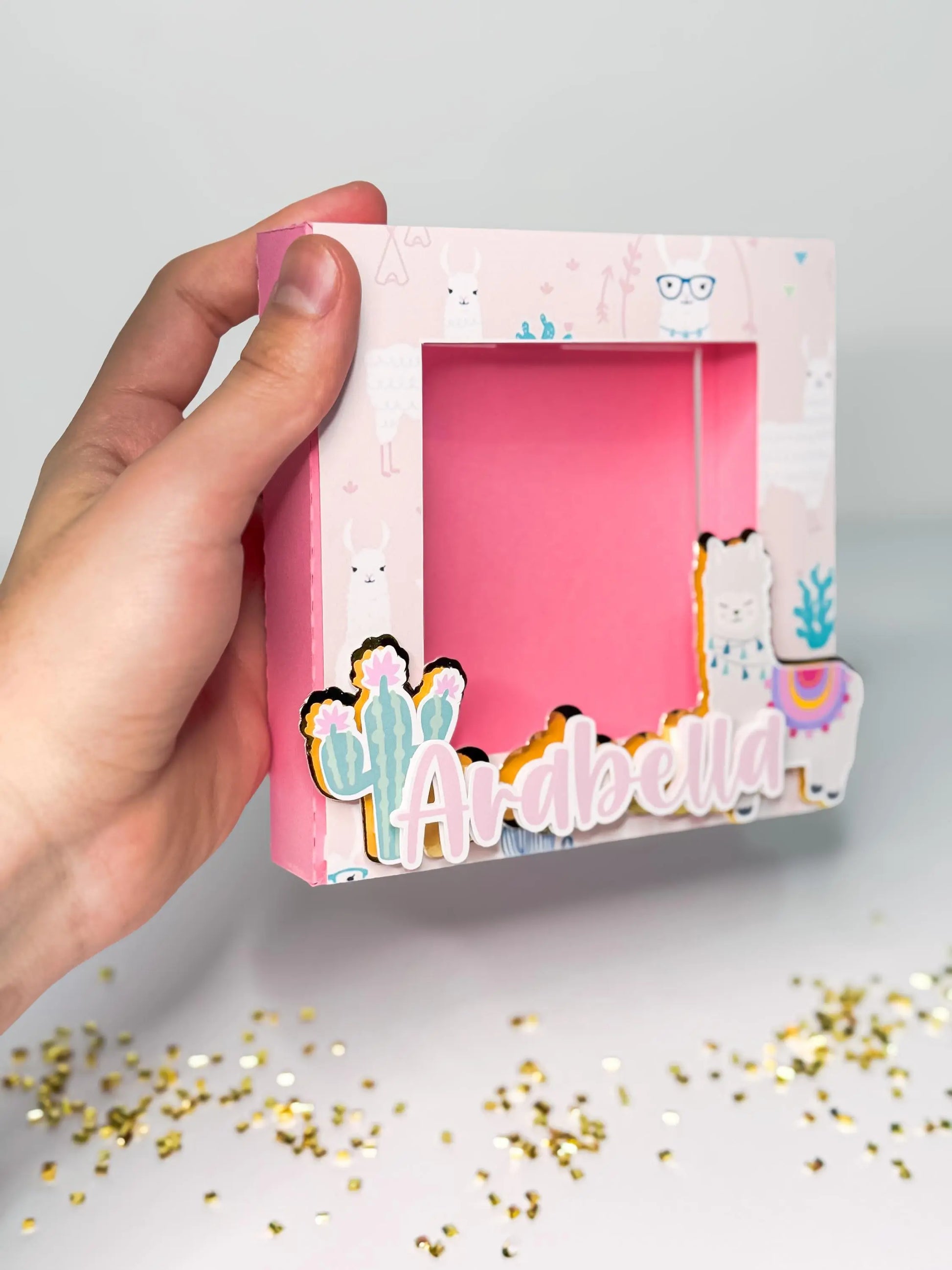 Personalized Llama Cactus Photo Frame – Boho Fiesta & Birthday Party Favor Keepsake Mi tienda