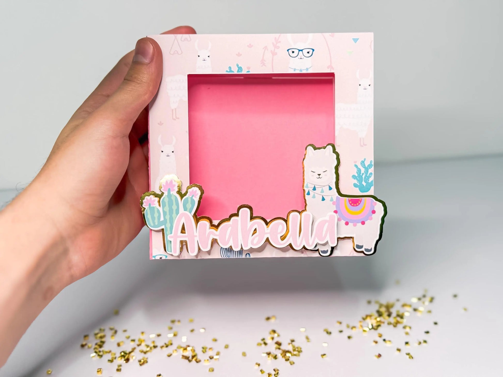 Personalized Llama Cactus Photo Frame – Boho Fiesta & Birthday Party Favor Keepsake Mi tienda