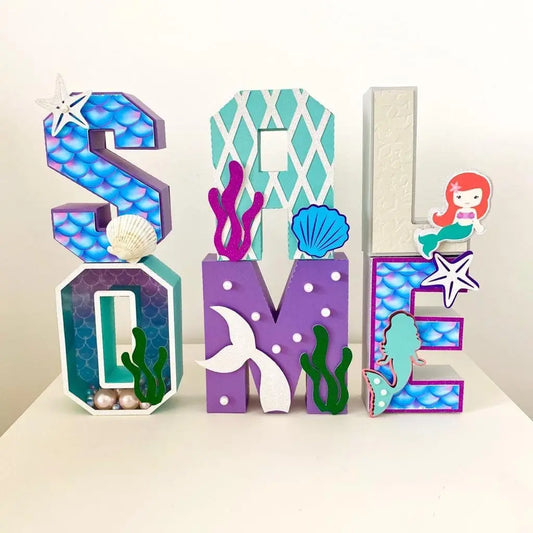 Personalized Mermaid 3D Letters - Custom Name Decor for Mermaid Birthday Party, Little Mermaid Theme Centerpiece, Mermaid Party Ideas Mi tienda