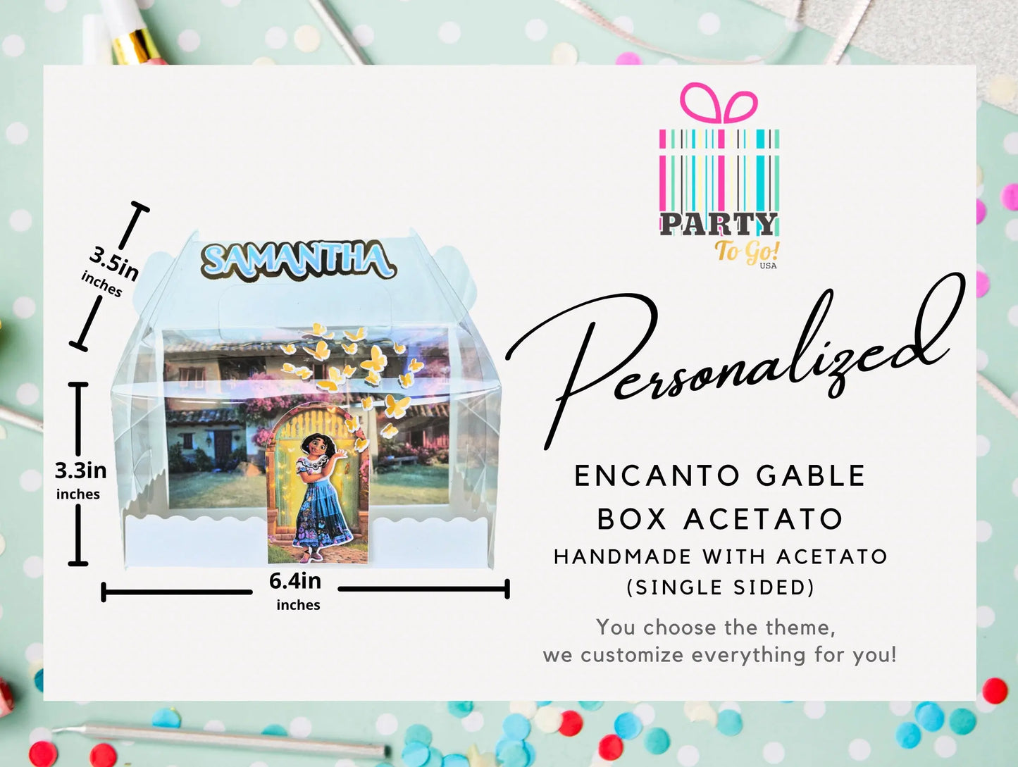 Encanto Favor Boxes – Isabella Birthday Party Decorations, Personalized Gable Box (Acetato) Mi tienda
