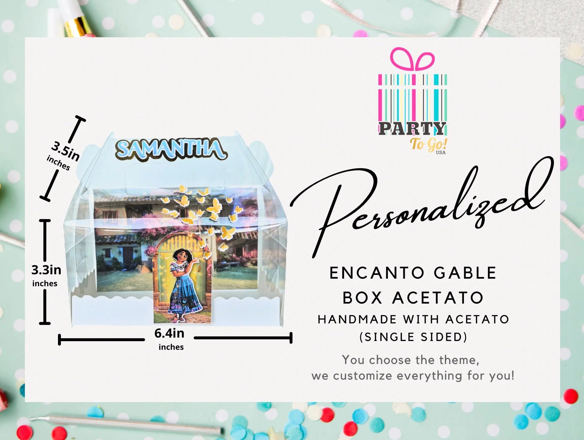 Encanto Favor Boxes – Isabella Birthday Party Decorations, Personalized Gable Box (Acetato) Mi tienda