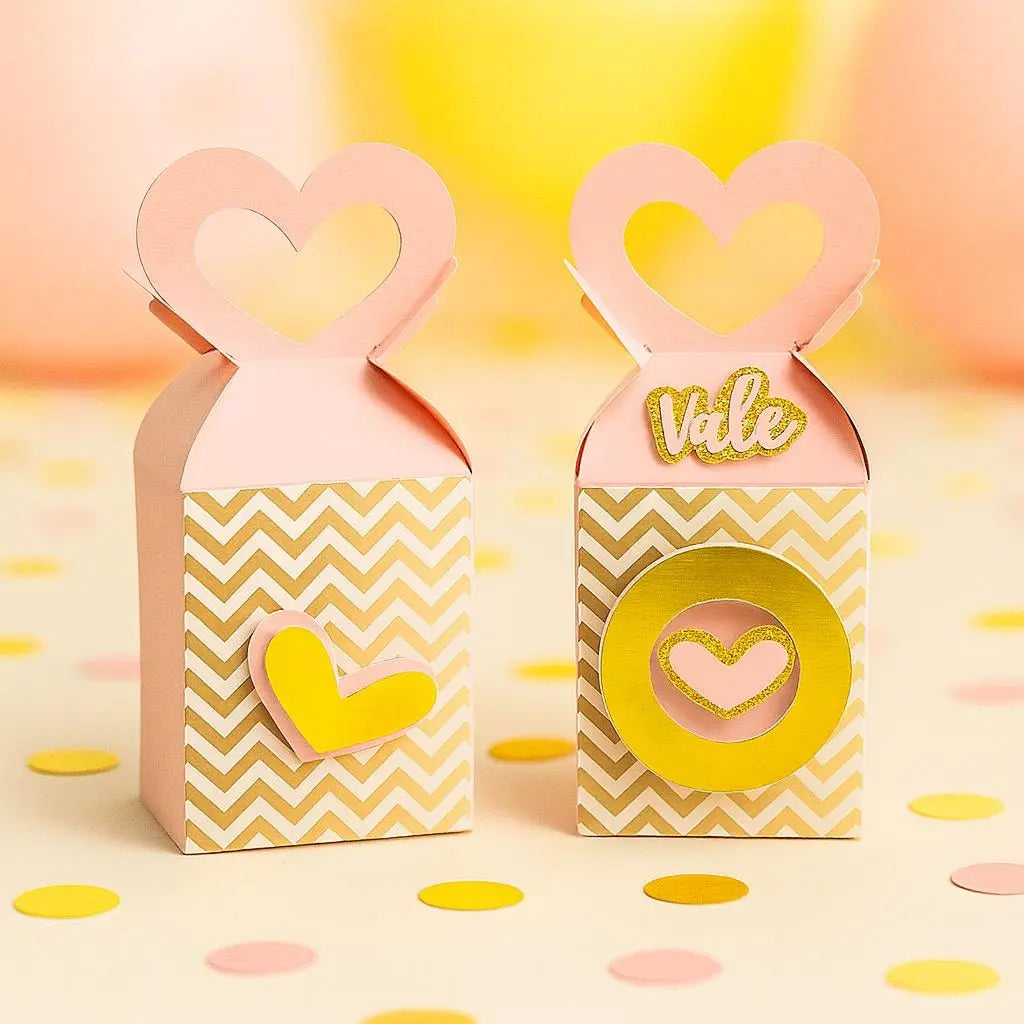 Pink Gold Heart Favor Box: Personalized Cardstock Party Favor for Bridal Shower or Birthday Mi tienda