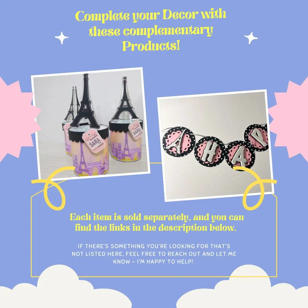 Paris Pringles Party Favors – Eiffel Tower Snack Tubes – Pink & Black French Birthday Decorations Mi tienda