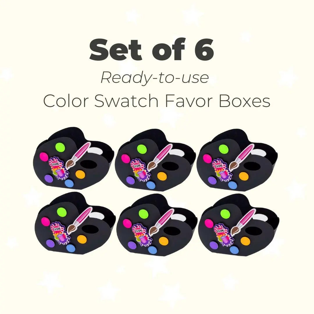 Color Swatch Favor Box | Art Party Candy Holder | Kids Paint Birthday Goodie Box | Set of 6 Mi tienda