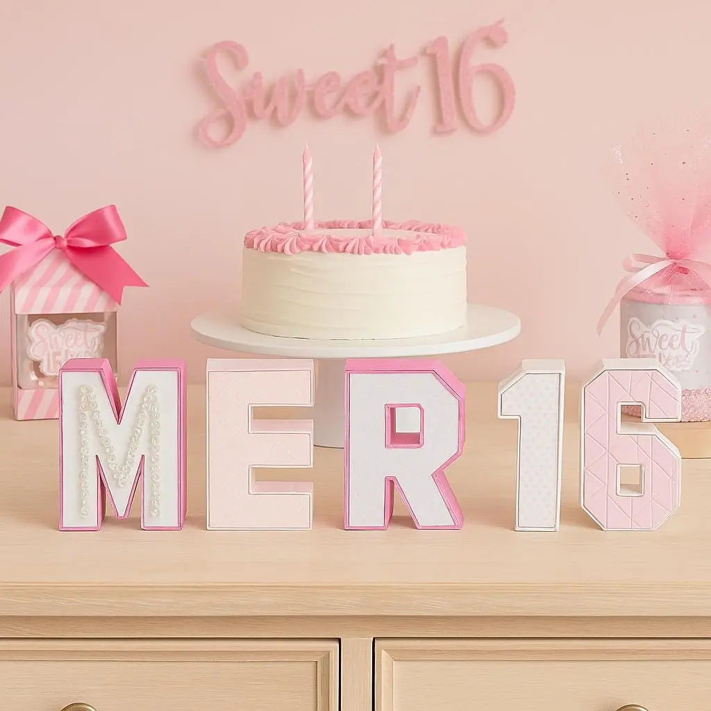 Sweet 16 3D Letters | Custom Name & Numbers Party Decoration | Personalized Sweet Sixteen Table Decor | Teen Birthday Centerpieces Mi tienda