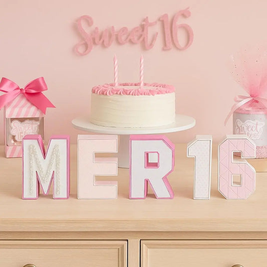 Sweet 16 3D Letters | Custom Name & Numbers Party Decoration | Personalized Sweet Sixteen Table Decor | Teen Birthday Centerpieces Mi tienda