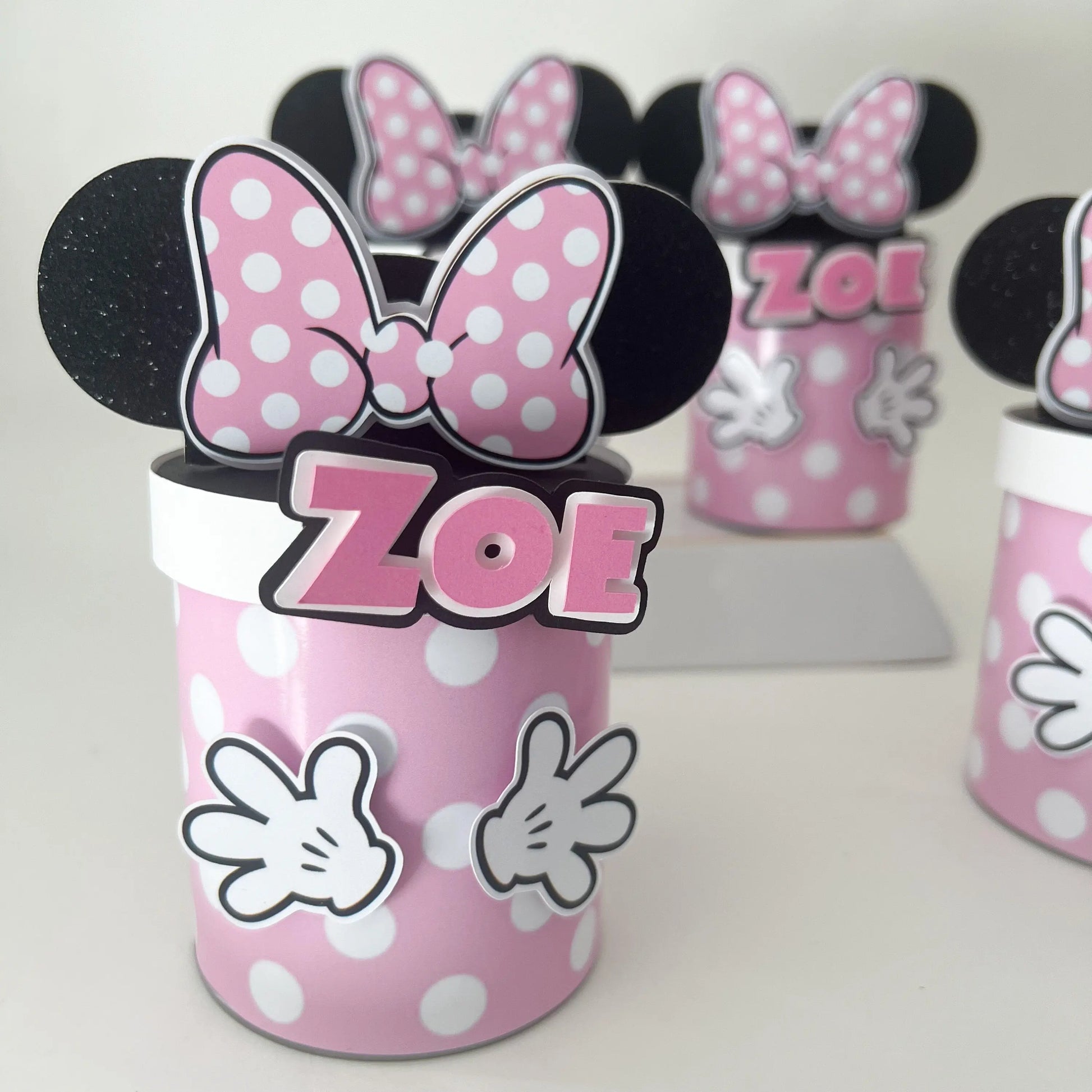 Minnie Mouse Party Favors: Custom 1.3oz Pringles Can, Pink Bow Birthday Decorations Mi tienda