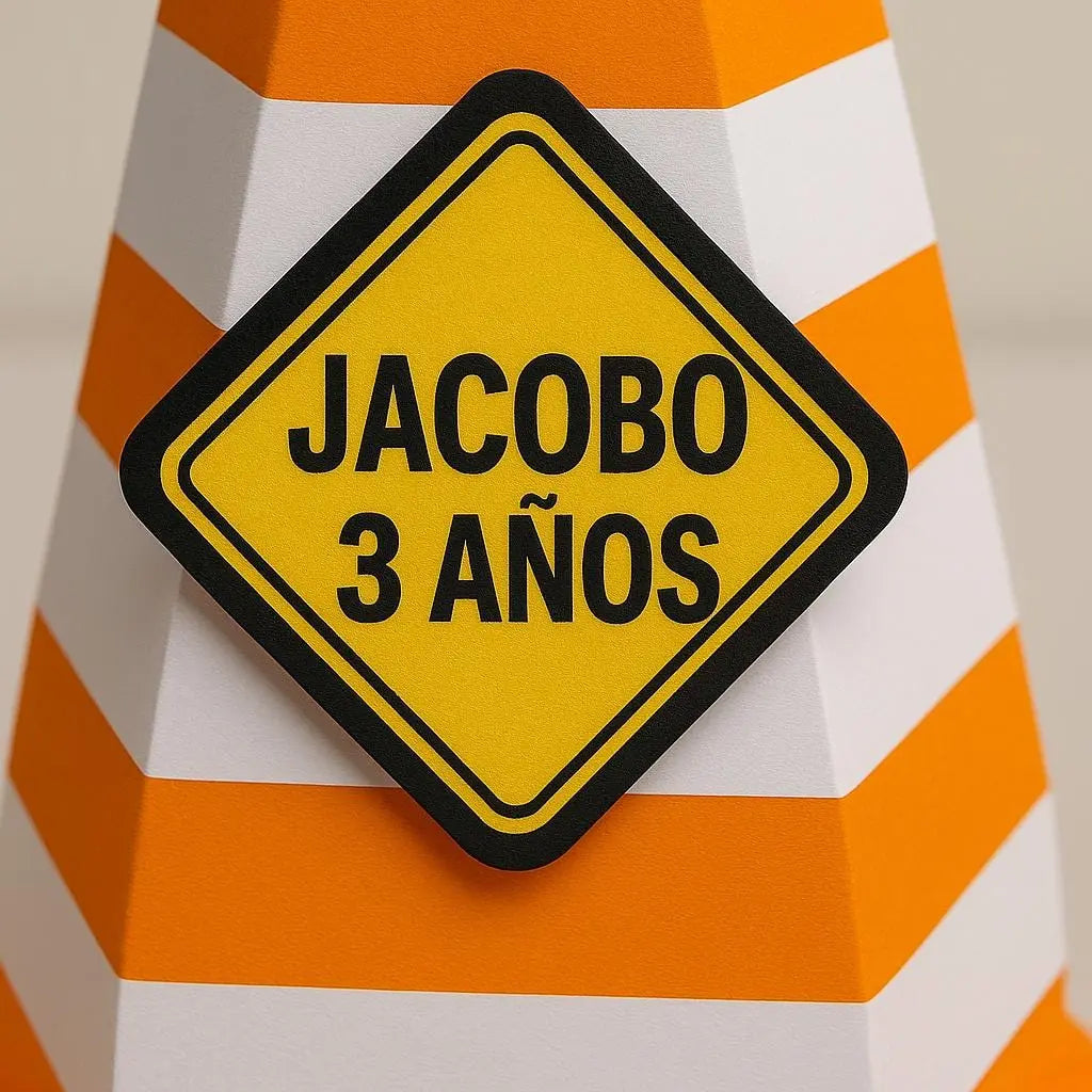 Construction Cone Favor Box: Orange Cardstock, Personalized Name, Kids Birthday Party Mi tienda