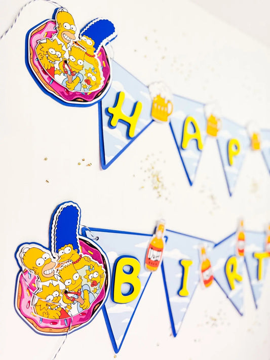 Simpsons Birthday Banner: Duff Beer Party Garland, Handmade Decoration Mi tienda
