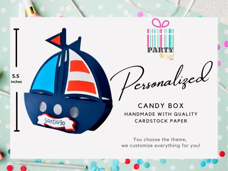 Personalized Nautical Candy Box - Sailboat Party Favor - Anchor Baby Shower Gift - Ahoy It’s a Boy Decoration - Nautical Party Favor Mi tienda
