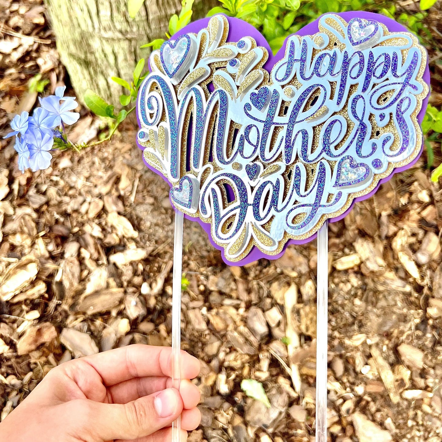 Happy Mother's Day Cake Topper, Mother's Day Party Decorations, Mother's Day Centerpiece, Glitter Cake Topper, Mom Gift, Sparkly Topper Mi tienda