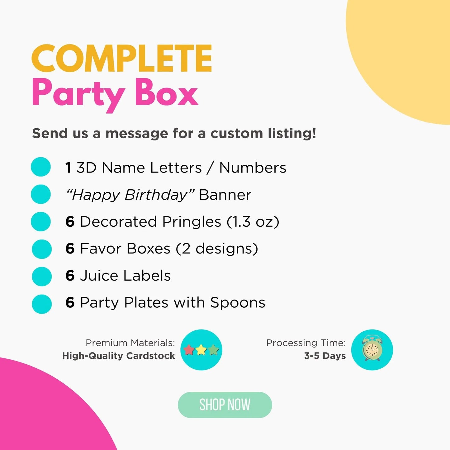 Horse Birthday Party Bundle – Personalized 3D Letter, Banner, Pringles, Favor Boxes, Juice Labels & Plates with Spoons Mi tienda