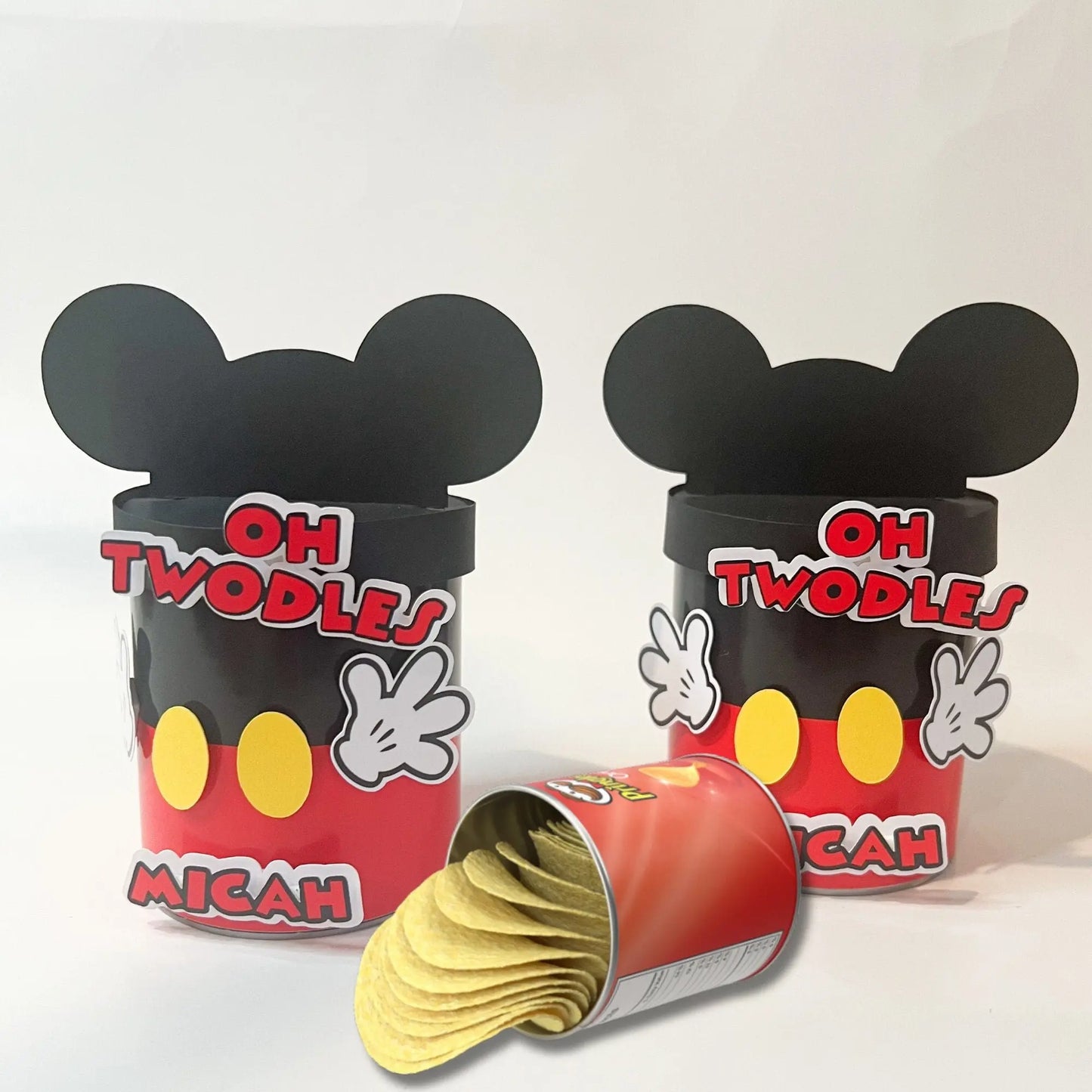 Mickey Mouse Party Favors: “Oh Twodles” Custom 1.3oz Pringles Can, Red Birthday Decor Mi tienda