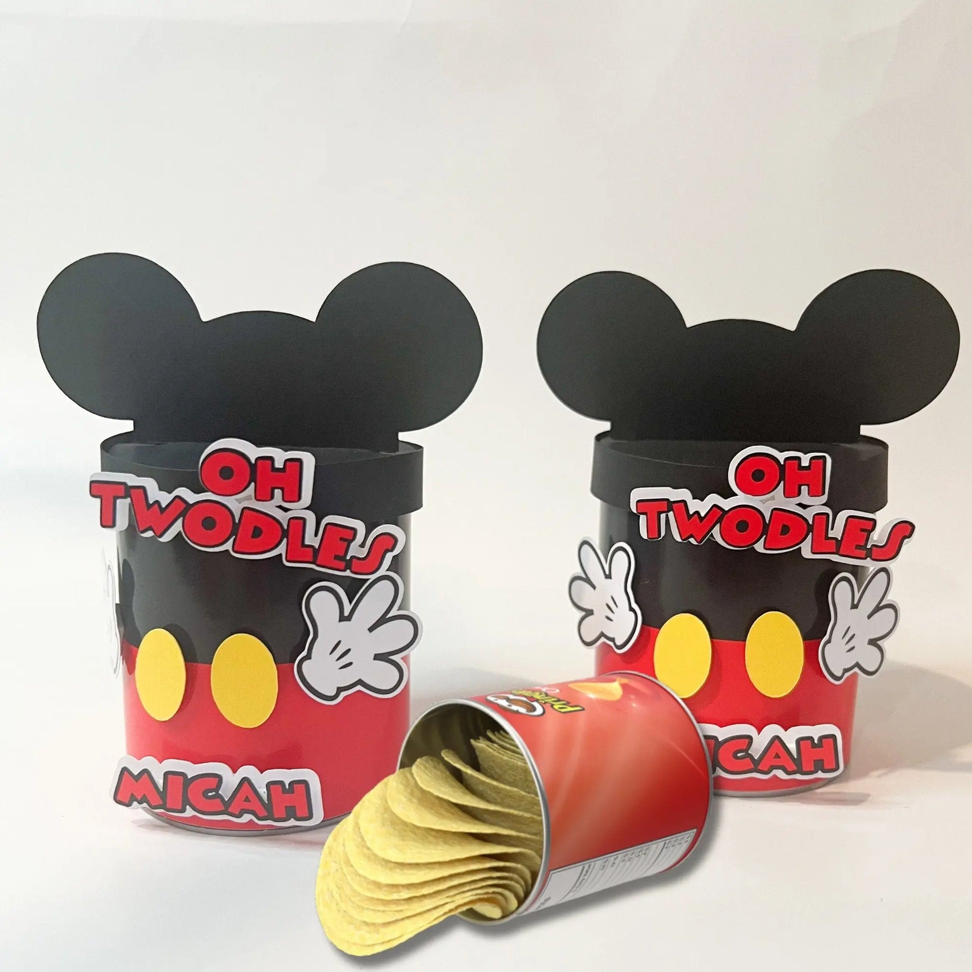 Mickey Mouse Party Favors: “Oh Twodles” Custom 1.3oz Pringles Can, Red Birthday Decor Mi tienda