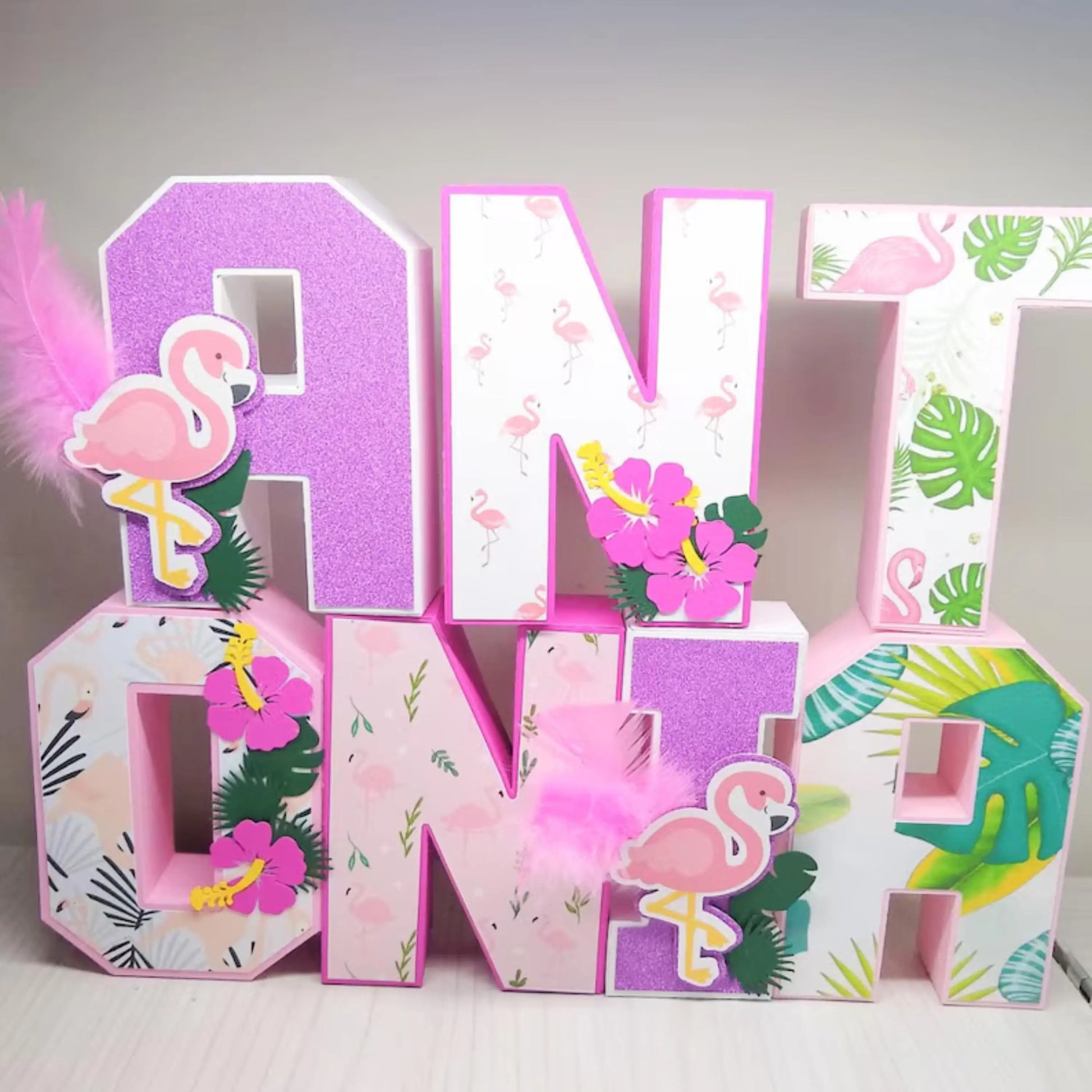 Flamingo 3D Letter or Number - Custom Personalized Tropical Party Supplies, Flamingo Theme Birthday, Custom Flamingo Party Decorations Mi tienda