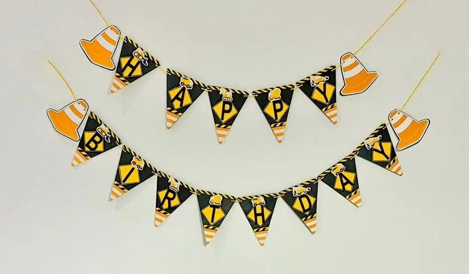 Construction Birthday Party Kit – 3D Letters, Happy Birthday Banner, Favor Boxes, Plates, Water Labels & Candy Wrappers Set Mi tienda