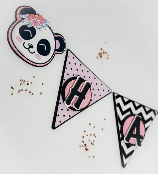 Panda Birthday Banner – Pink & Black Party Decoration for Baby Shower or Girls Birthday Mi tienda