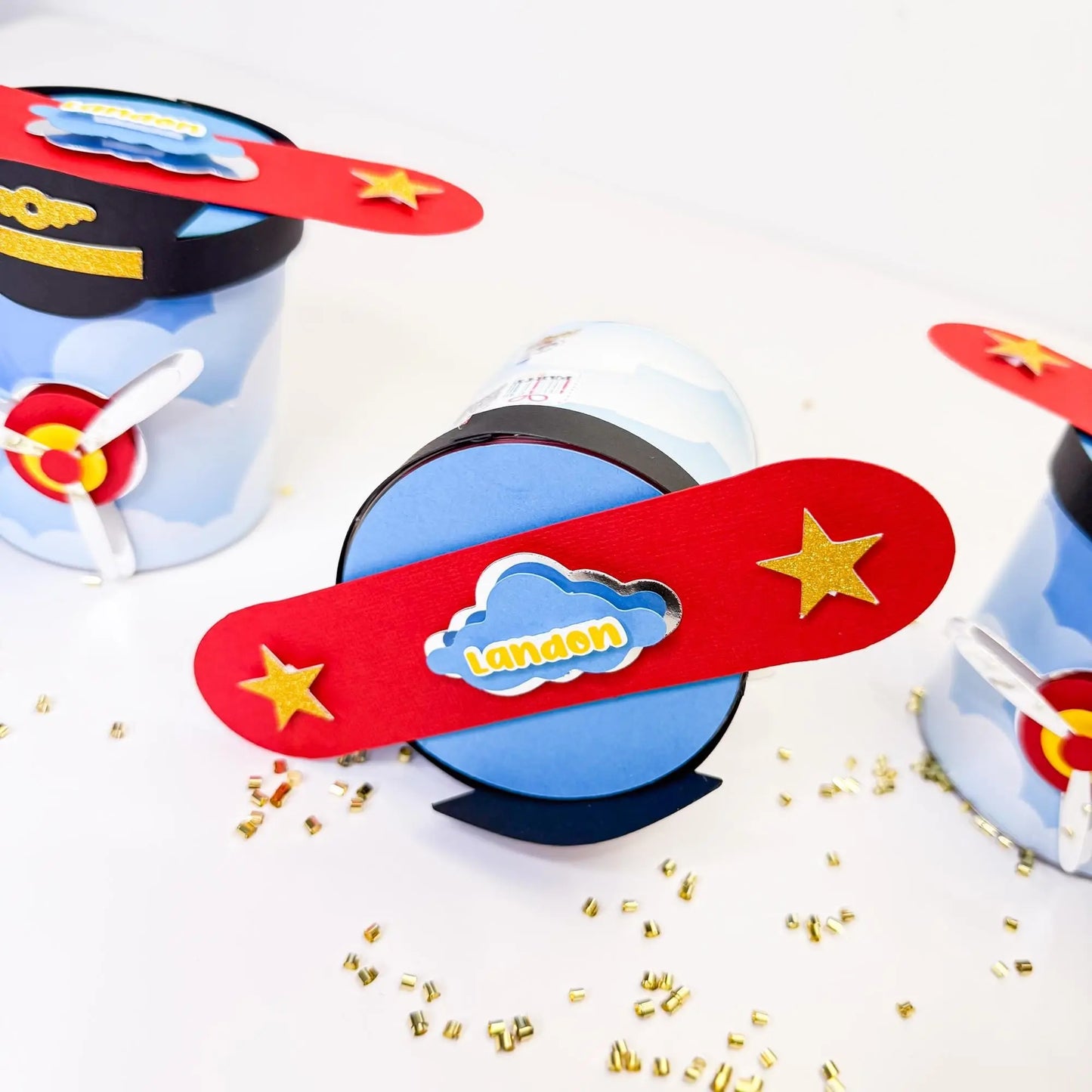 Airplane Party Favor Can – Custom Pilot Snack Tubes for Time Flies Birthday Theme, Set of 6 Mini Airplane Chips Cans Mi tienda