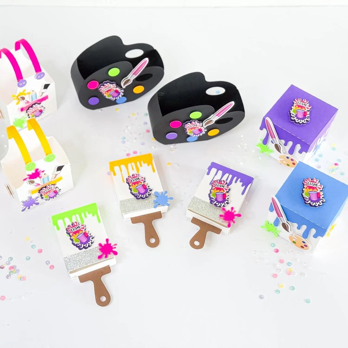 Personalized Paint-Themed Party Favor Boxes – Fun Art Candy Holders for Kids’ Birthday Celebrations – 4 Pcs Mi tienda